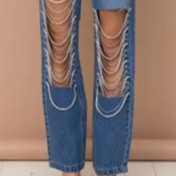 Kiwi Straight Fit Cut Out Rhinestone Rebel Bling Jeans Size Small New with Tags - Picture 2 of 16